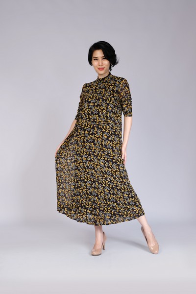 The Fran Floral-Print Georgette Midi Dress