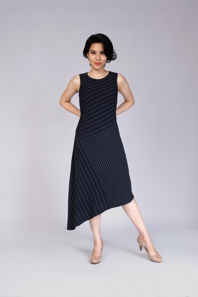 Asymmetric Stripes Dress