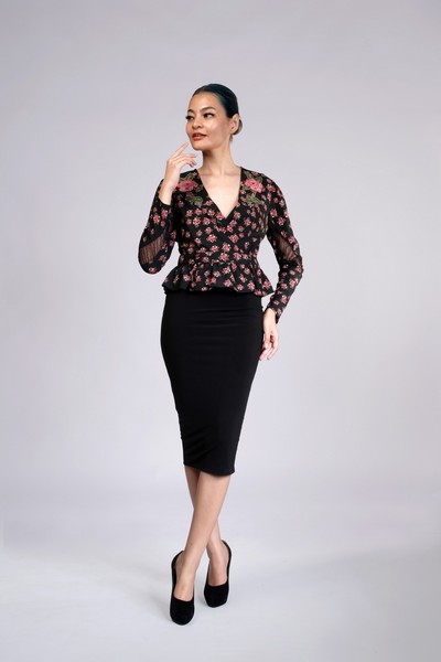 Floral Print Plunge Top